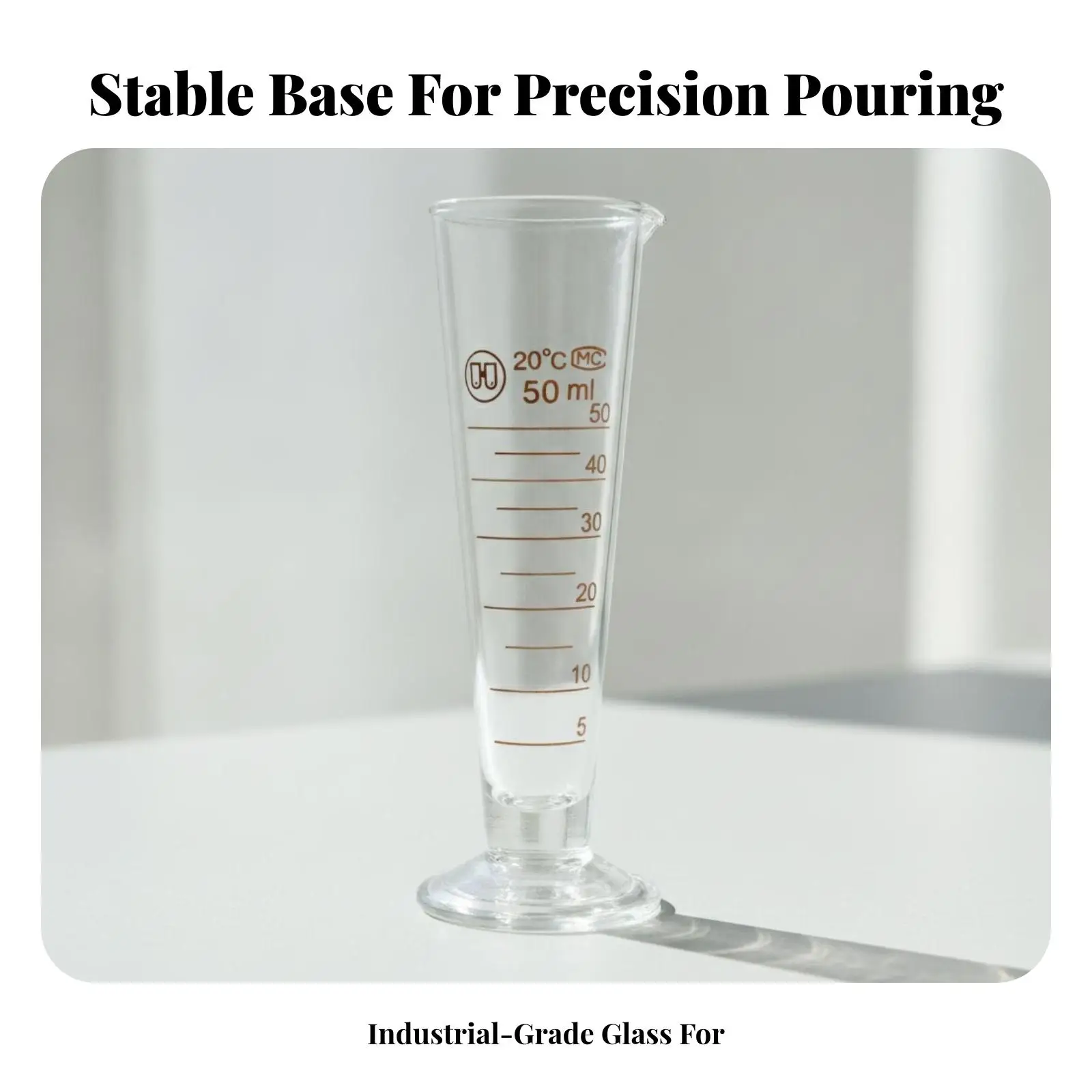 50ml Borosilicate Glass Beaker Measuring Cup with Stable Base and Clear Scale for Lab Baking Craft Liquid Use