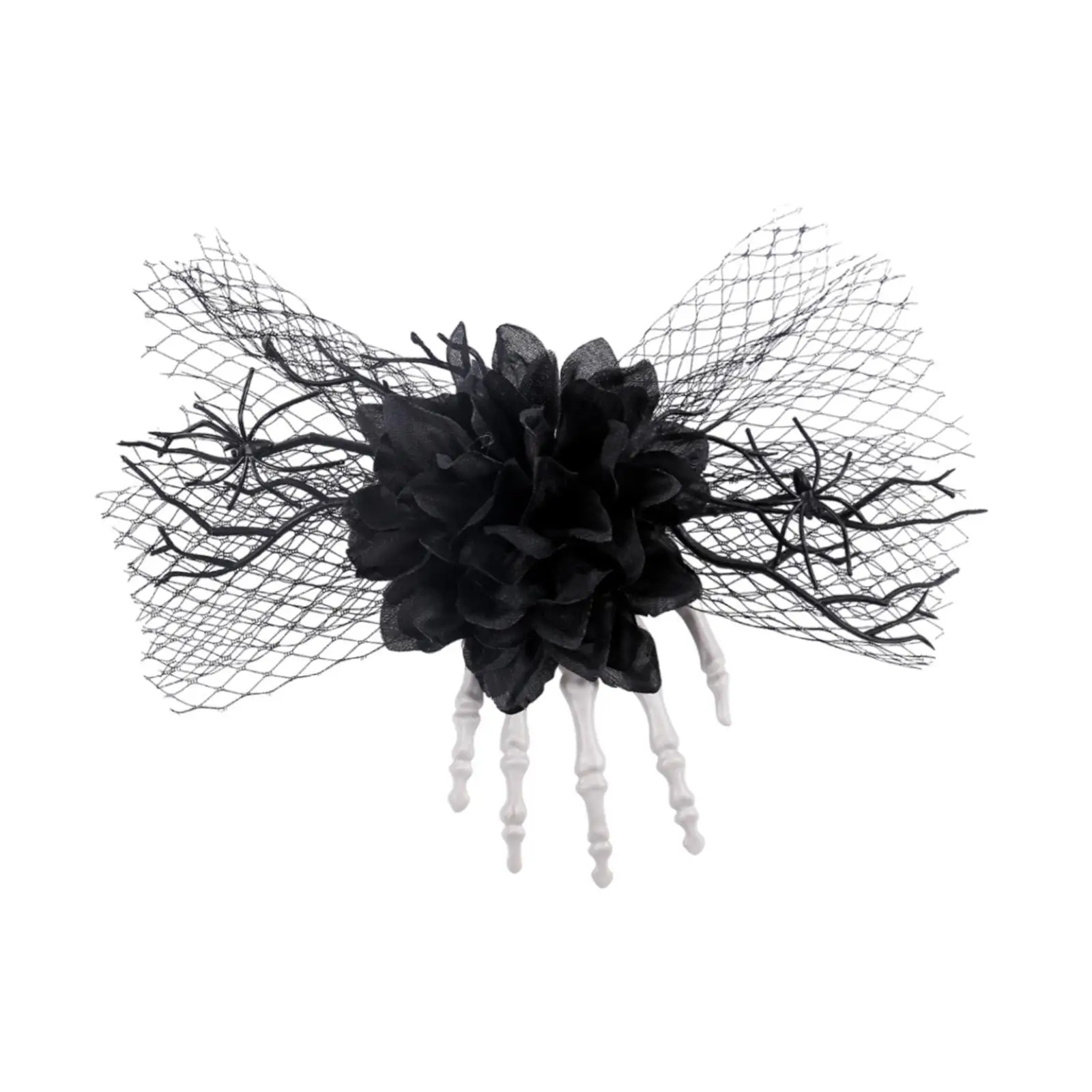 Gothic Skeleton Hand Rose Hair Barrette Halloween Hair Clip for Women Costume Festival Accessory