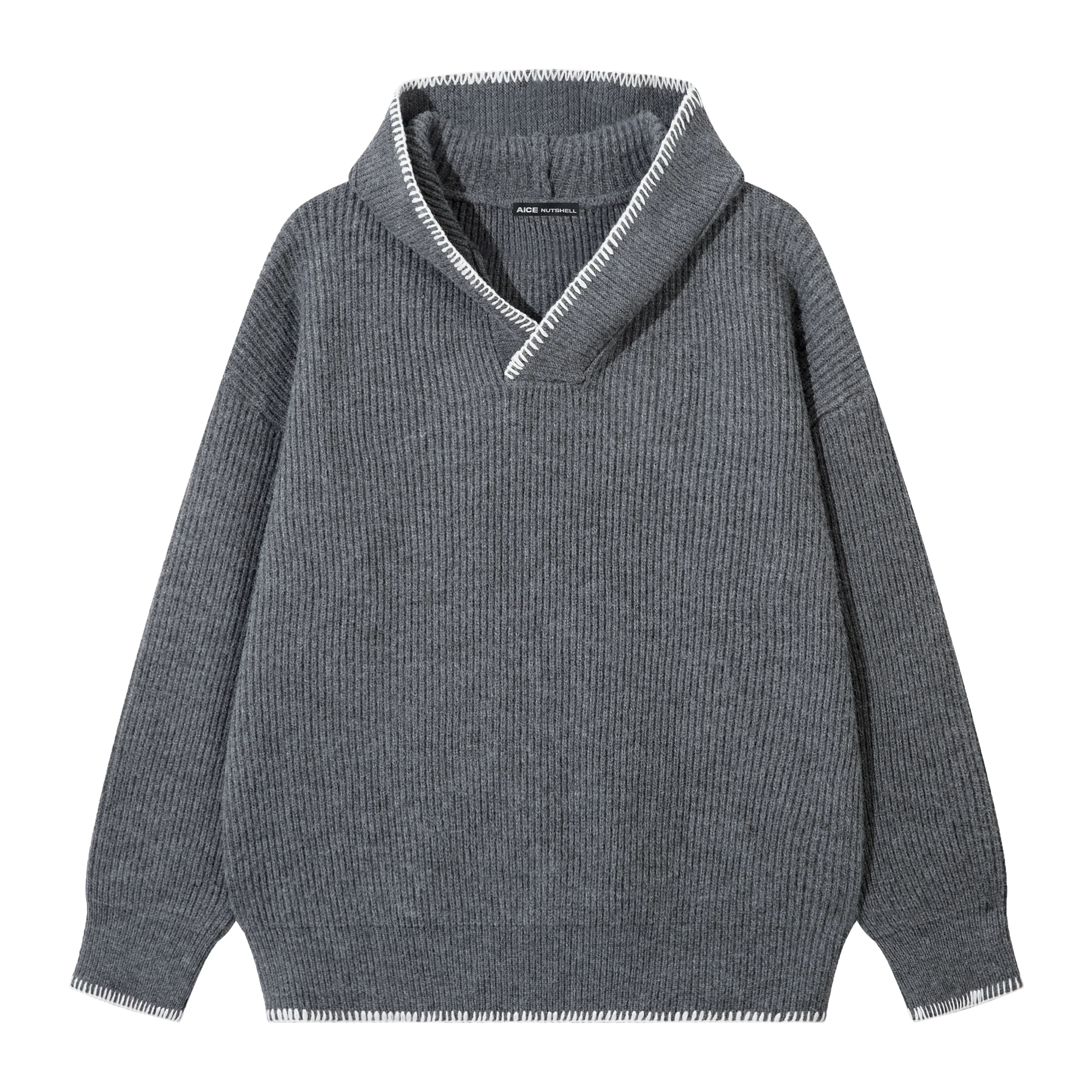 

Американский винтажный свитер с капюшоном для мужчин и женщин, свободная вязаная уличная мода