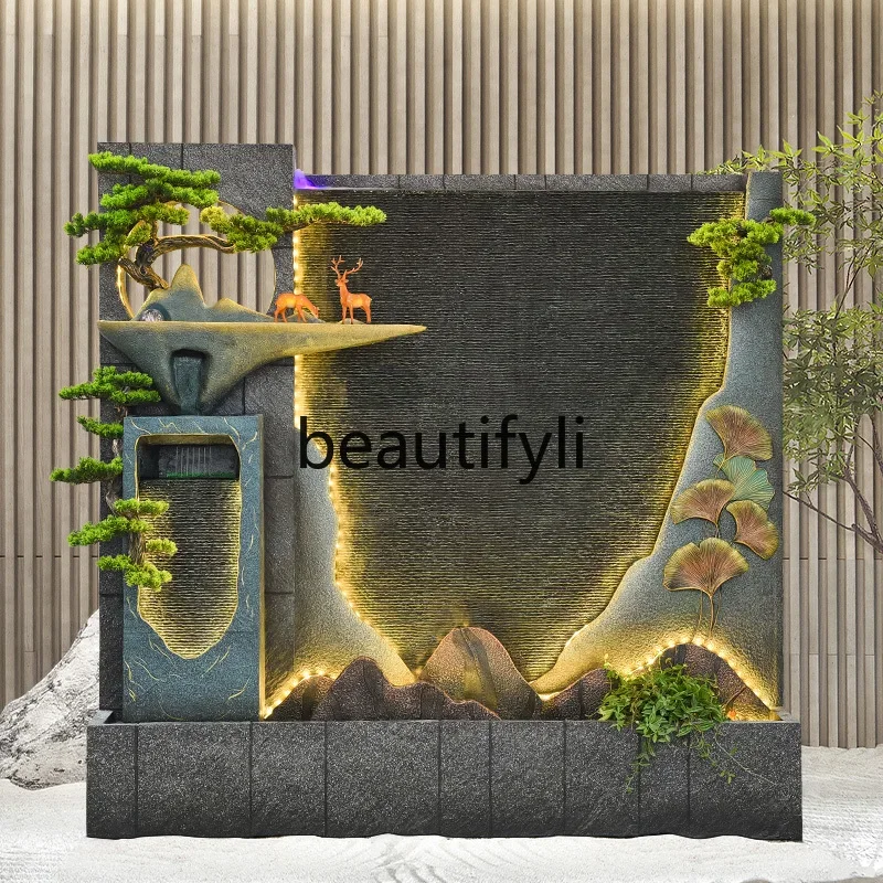 

Water curtain wall, flowing water wall, floor-to-ceiling fountain, circulating water decorative ornament, courtyard garden gift0