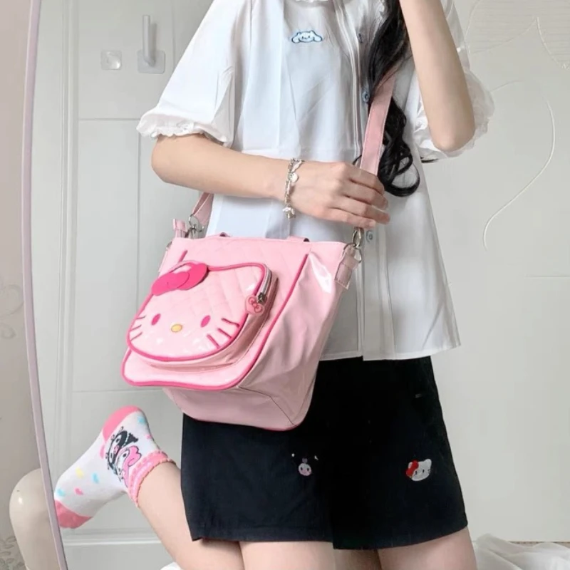 MBTI Pink Hello Kitty Womens Shoulder Bag Vintage Lolita Jk Harajuku 2024 Fashion Handbag Leather Waterproof Ladies Armpit Bag for honor pad 8 3 folding transparent tpu smart leather tablet case ice pink