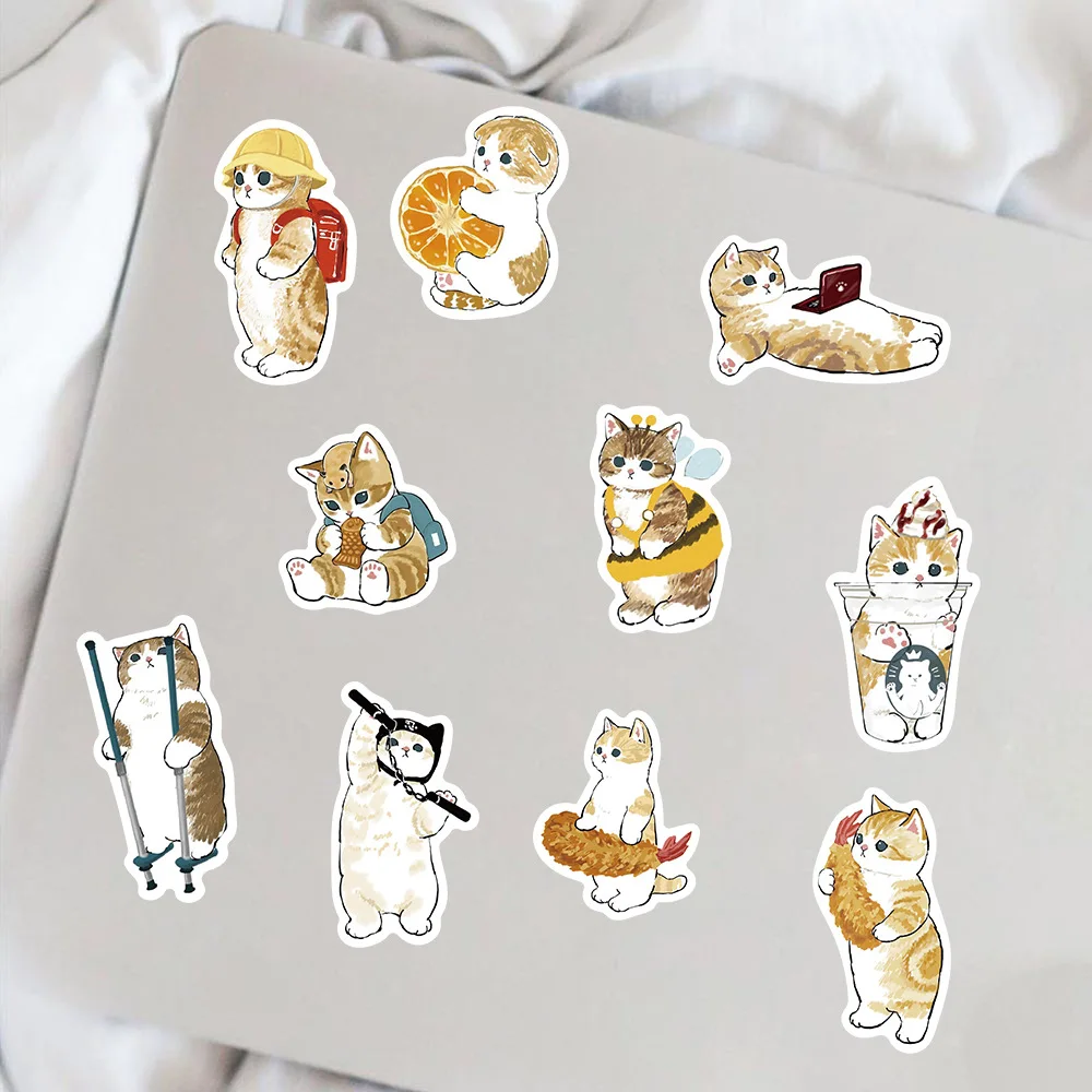 64Pcs Mofusand Stickers Cartoon Cute Yellow Cat Stickers Luggage Pen Guitar Notebook Waterproof Graffiti Stickers