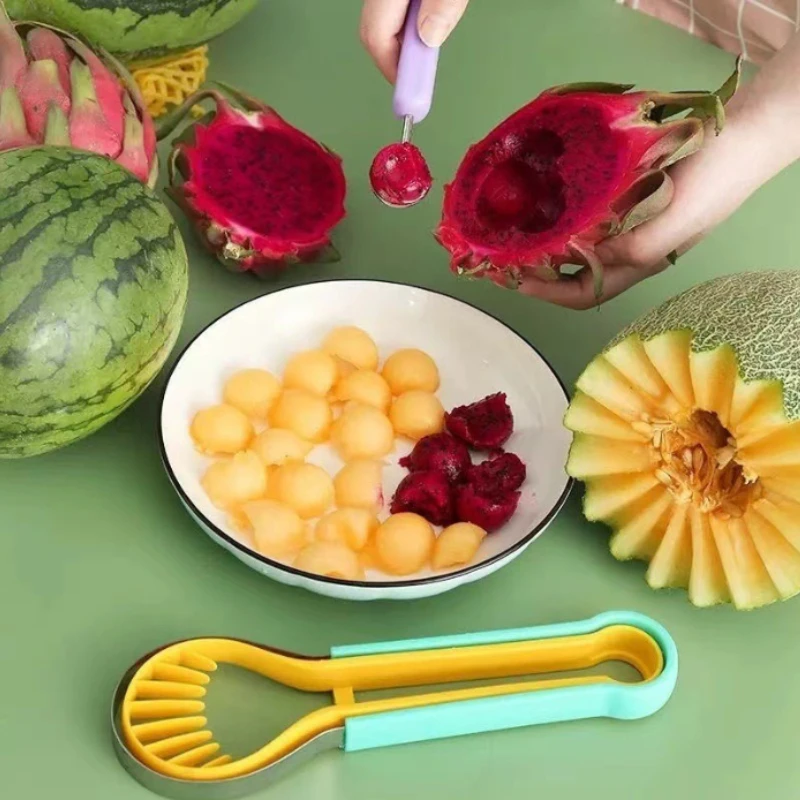 Multifunctional Fruit Slush Scoop Stainless Steel WatermelonScoopDouble-headed Fruit Carving Tool forFruit and Vegetable Carving