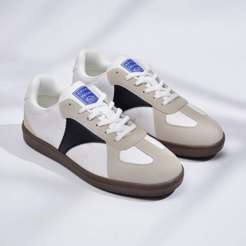 Unisex Retro Sneakers Spring Autumn Color Block Splicing T Toe Design Flat Gum Sole Casual Board Shoes Couples