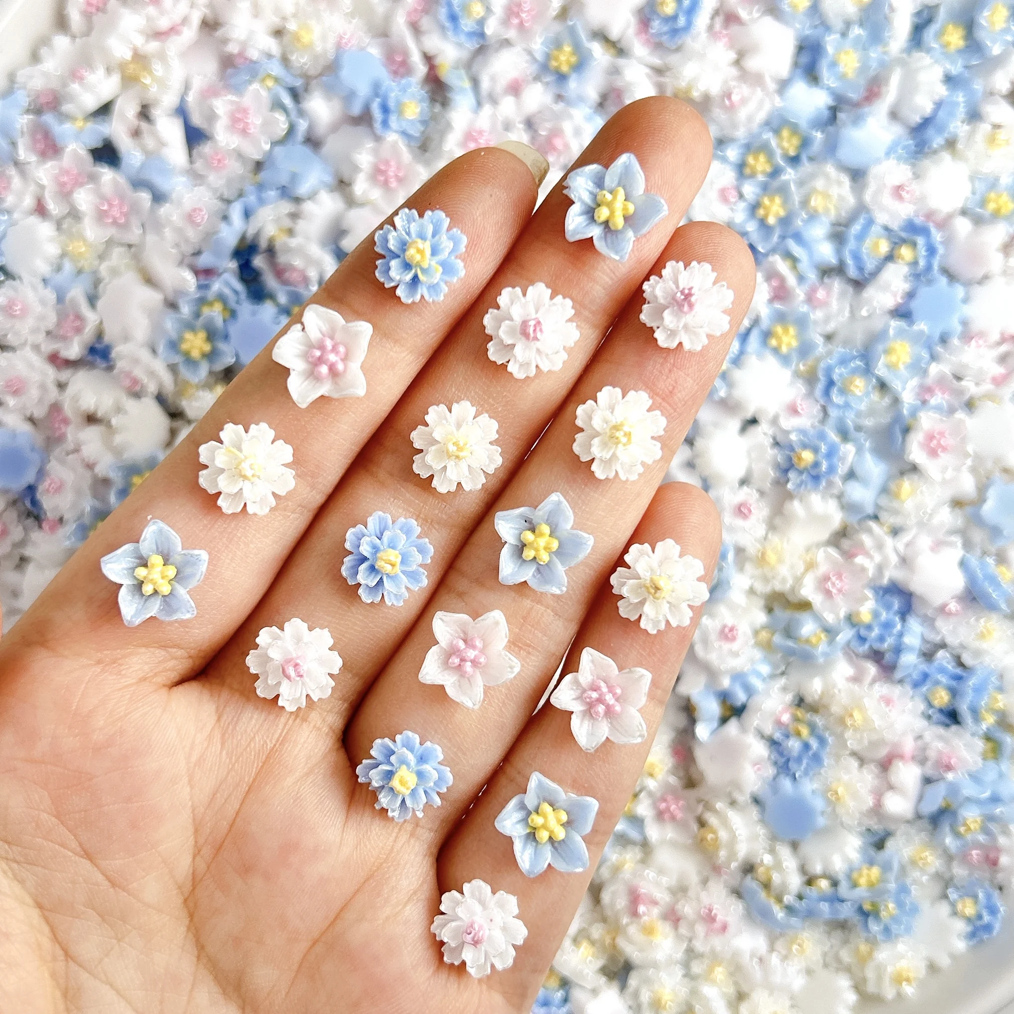 30 個 3D クリエイティブ発光ハイビスカスの花樹脂ネイルアート装飾かわいいダブルカラー光沢のある花ネイルチャーム DIY