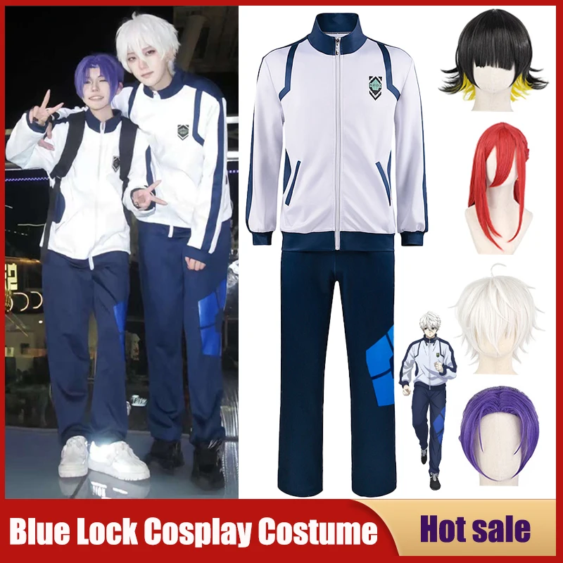 Anime Blue Lock Cosplay Isagi Yoichi Chigiri Reo Nagi Bacira Costume Jacket Pant Football Jersey Sportswear Wig School Tracksuit