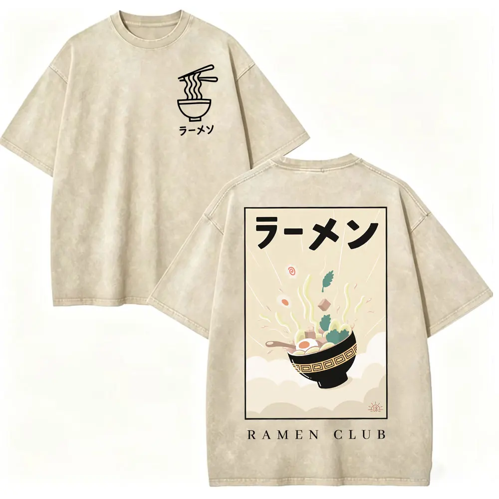 Vintage Washed Japanischer Stil Harajuku T-Shirt für Männer und Frauen Lässige Mode Übergroßes T-Shirt Sommer 100% Baumwolle Streetwear T-Shirts – Detail 3