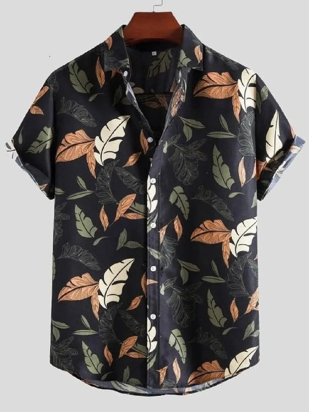 Chemise de plage hawaïenne pour enfants, à manches courtes, avec motif imprimé de plantes, pour garçons, décontractée, à revers, à la mode