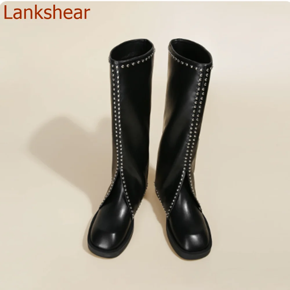 

Round Toe Flat Sole Women Boots Knee High Fashion Casual Solid Rhinestones Comfortable Sexy Party Women Shoes 2024 New Arrivals