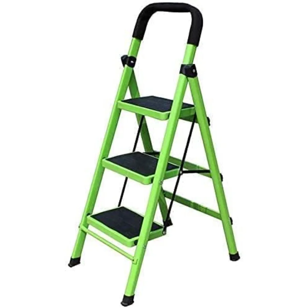 Step Ladder, Indoor Ladder Metal Portable Household Folding Ladder Stool Wide Pedal,3 Steps(3 Steps)