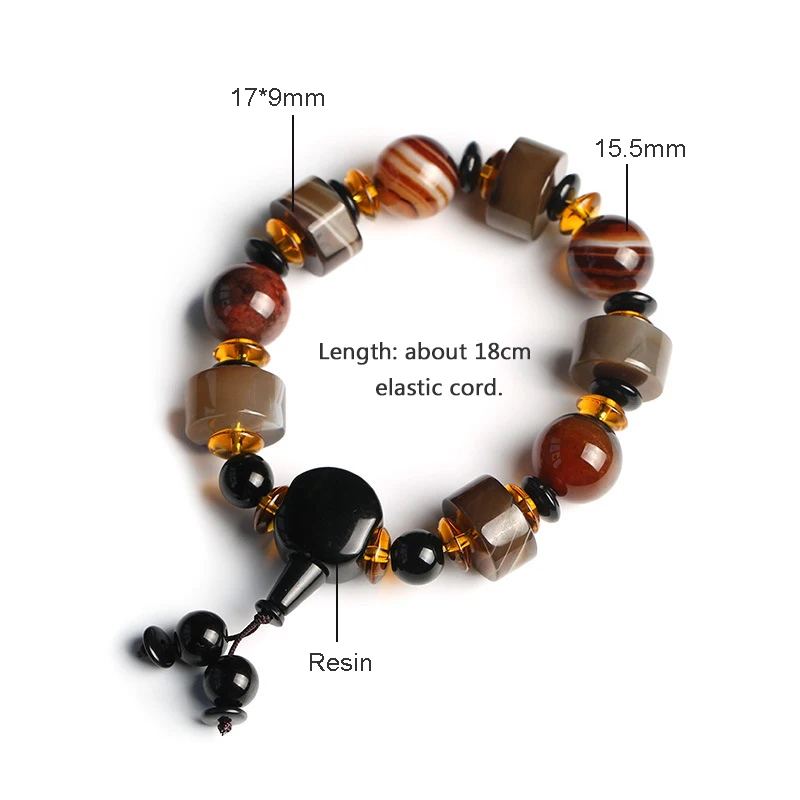 Ethnic Natural Agate Men\'s Bracelets Resin Charom Handmade Beaded Bracelet Fine Jewelry Accessories Fathers Day Gifts YBR439