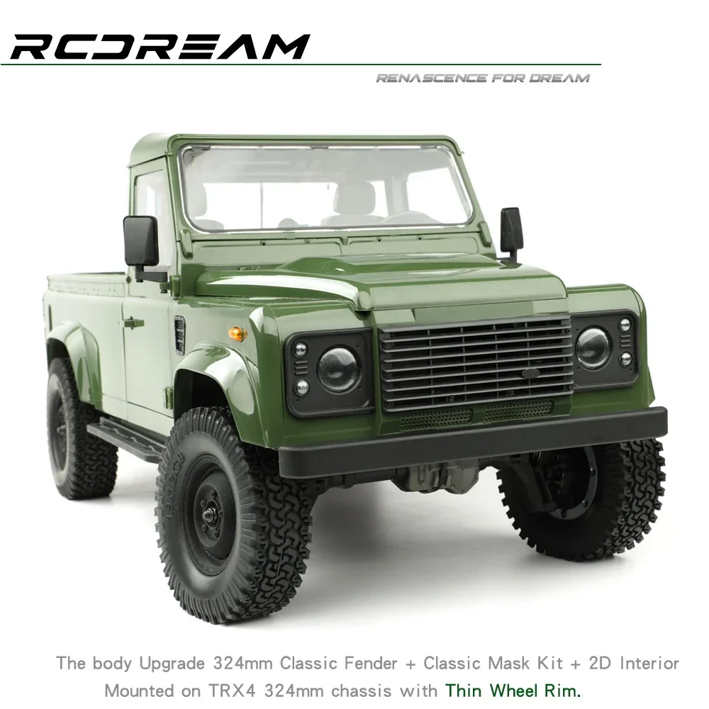 RCDream Wild-Defender RD110 2Door Pickup Hard Body Single Cab 324mm wheelbase for TRX4 TRX-4 324mm Defender Bronco Upgrade