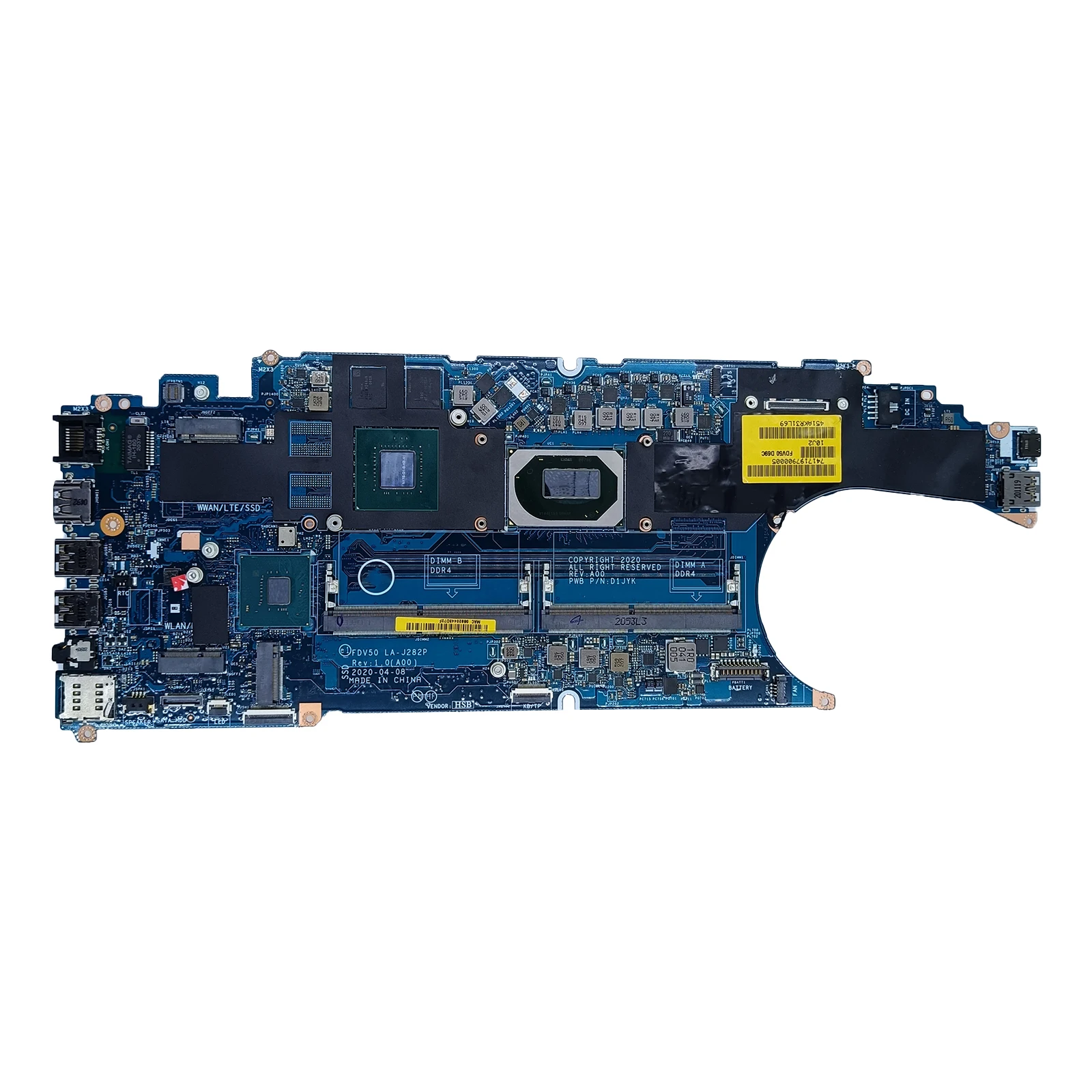 

Laptop Motherboard For Dell Latitude 5511 Precision 3551 with i5/i7i9/W 10th Gens CPU 2/4GB P620 MX150 GPU Mainboard LA-J282P