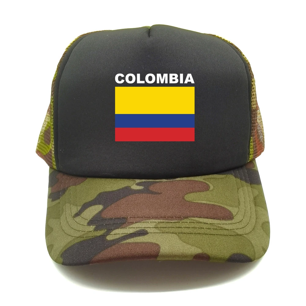 Colombia Flag Trucker Cap Summer Men Cool Hat Baseball Cap Unisex Outdoor Mesh Net Caps