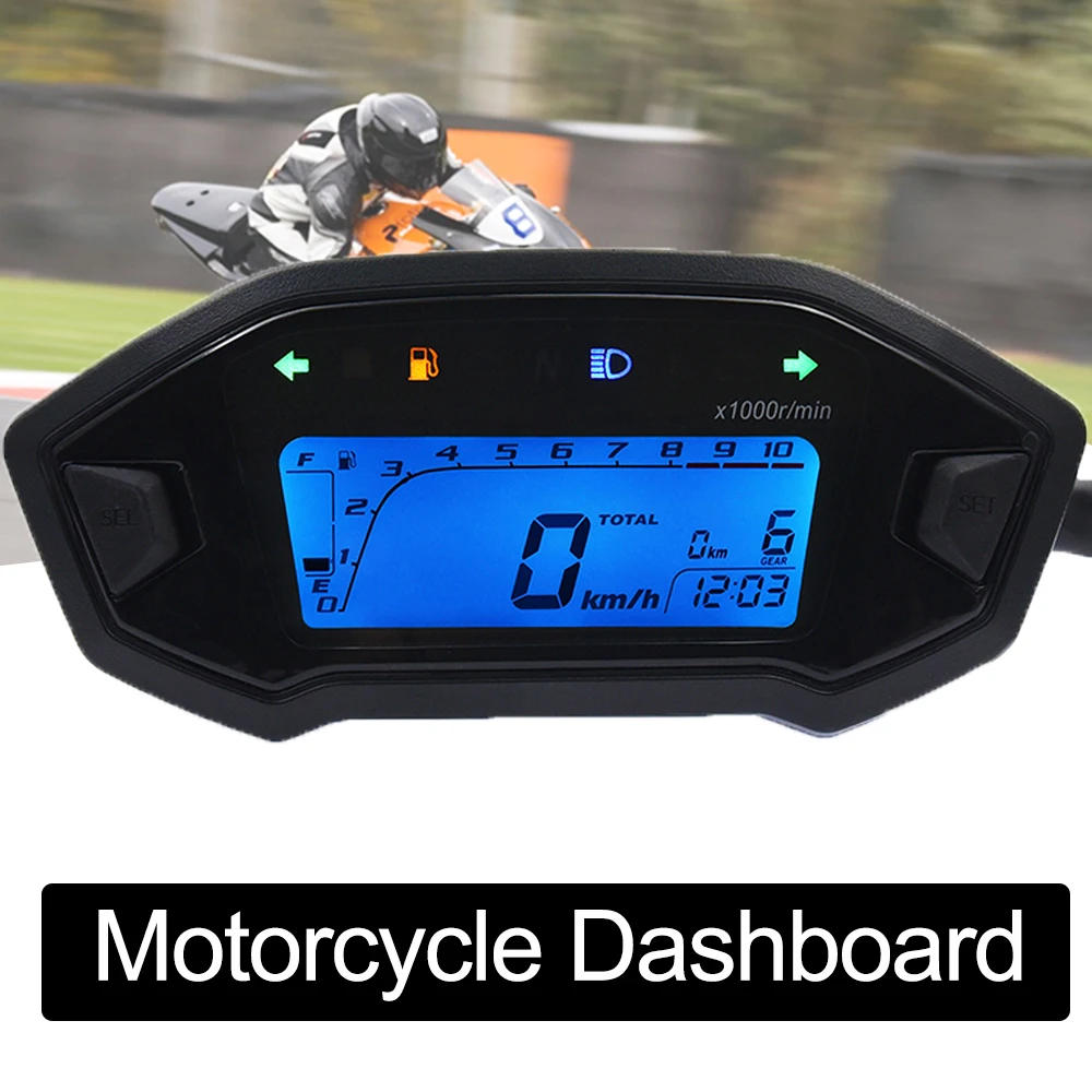 Universal Motorcycle Speedometer With 7 Colors Backlight Motorcycle Dashboard Adjust LCD Odometer Digital for 1 2 4 Cylinder 