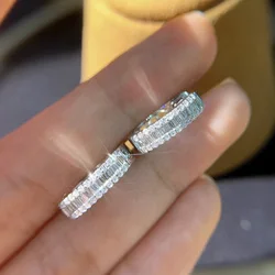 Huitan Fashion Dainty Luxury Hoop Earrings Lady Silver Color Brilliant Zirconia Jewelry Delicate Hollow-out Design Accessories
