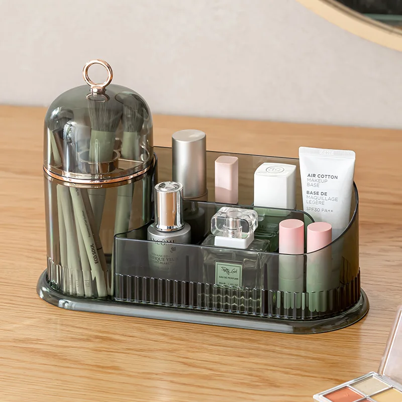 

Table Top Storage Box Light Luxury Transparent Cosmetics Makeup Brush Skin Care Products Dressing Table Table Top Storage Bucket