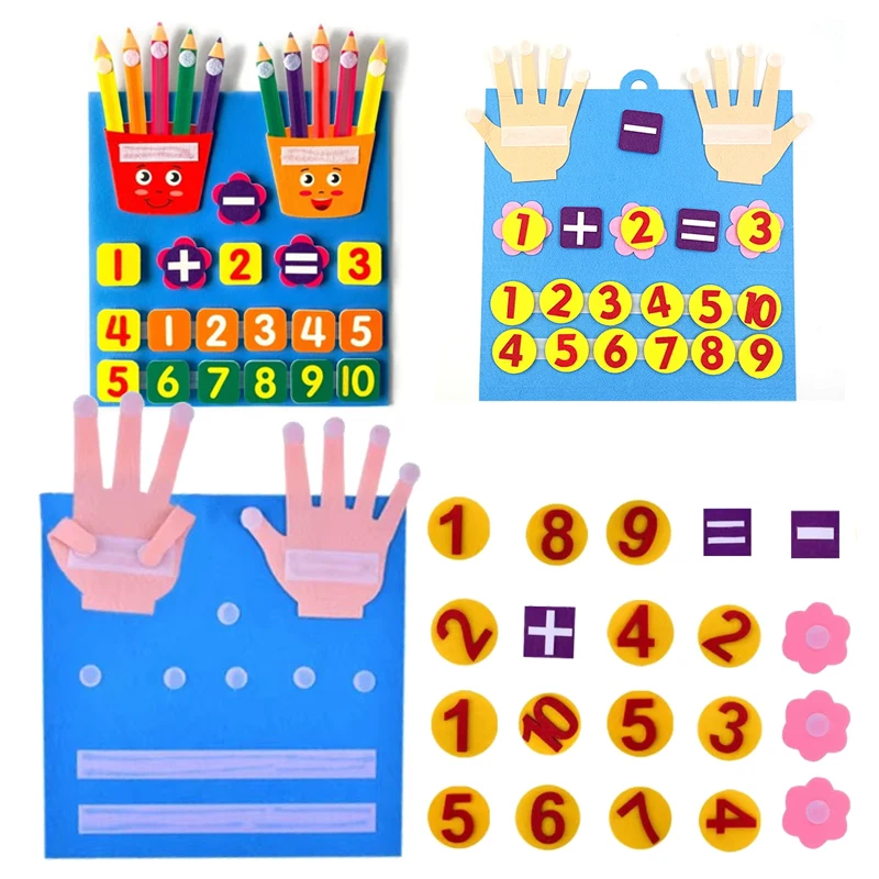 Numéros de doigts en feutre, jouet mathématique, jouets Montessori pour tout-petits, comptage, éducation précoce, jeu d'apprentissage pour enfants, Intelligence TMZ