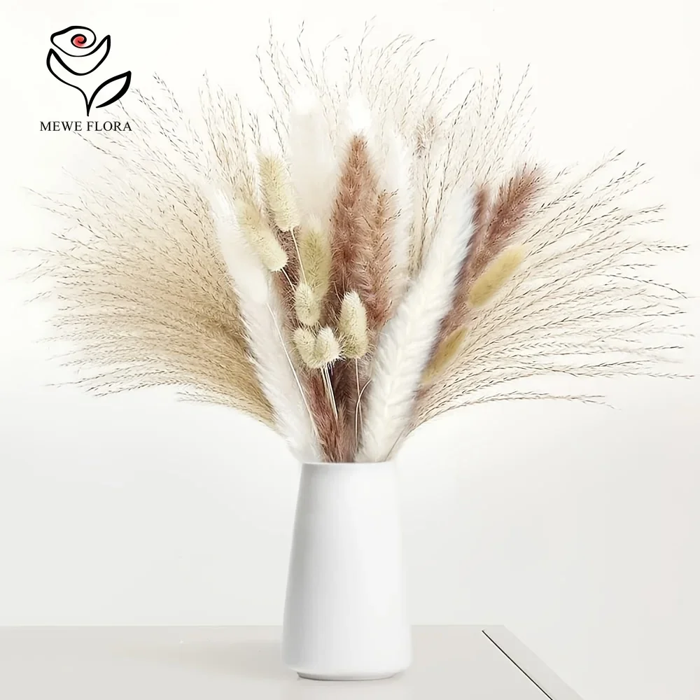 

Natural Dried Pampas Grass Bouquets Wedding Boho Home Decor Real Whisk Fluffy Rabbit Tail Party Christmas Decoration Supplies