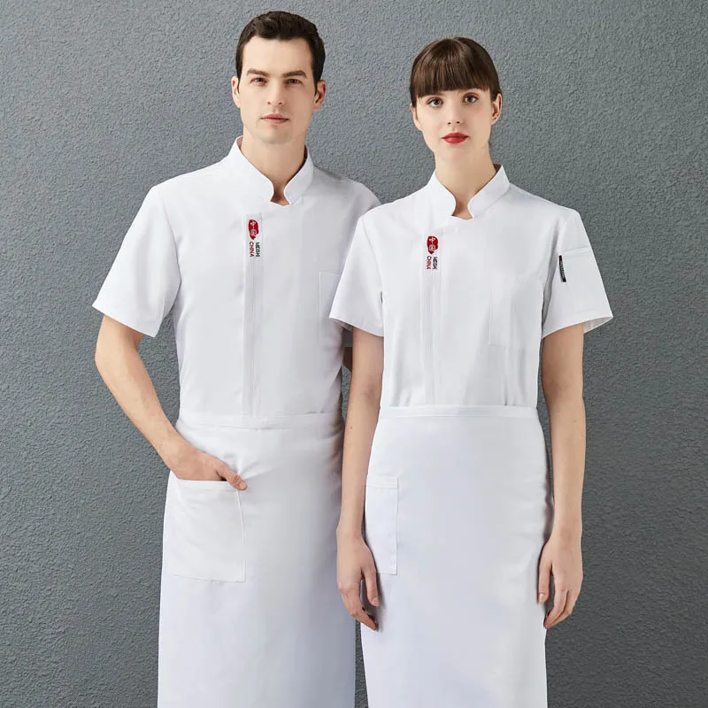 Chef Overalls Men's Short-Sleeved Summer Breathable Hotel Restaurant Workwear Hot Pot Kitchen Baker Clothes Customization