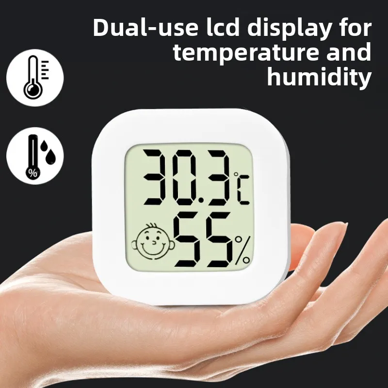 Pengukur Suhu dan Kelembapan Dalam Ruangan Elektronik, Termometer Rumah Presisi Tinggi, Dipasang di Dinding dengan Tampilan Kering dan Basah