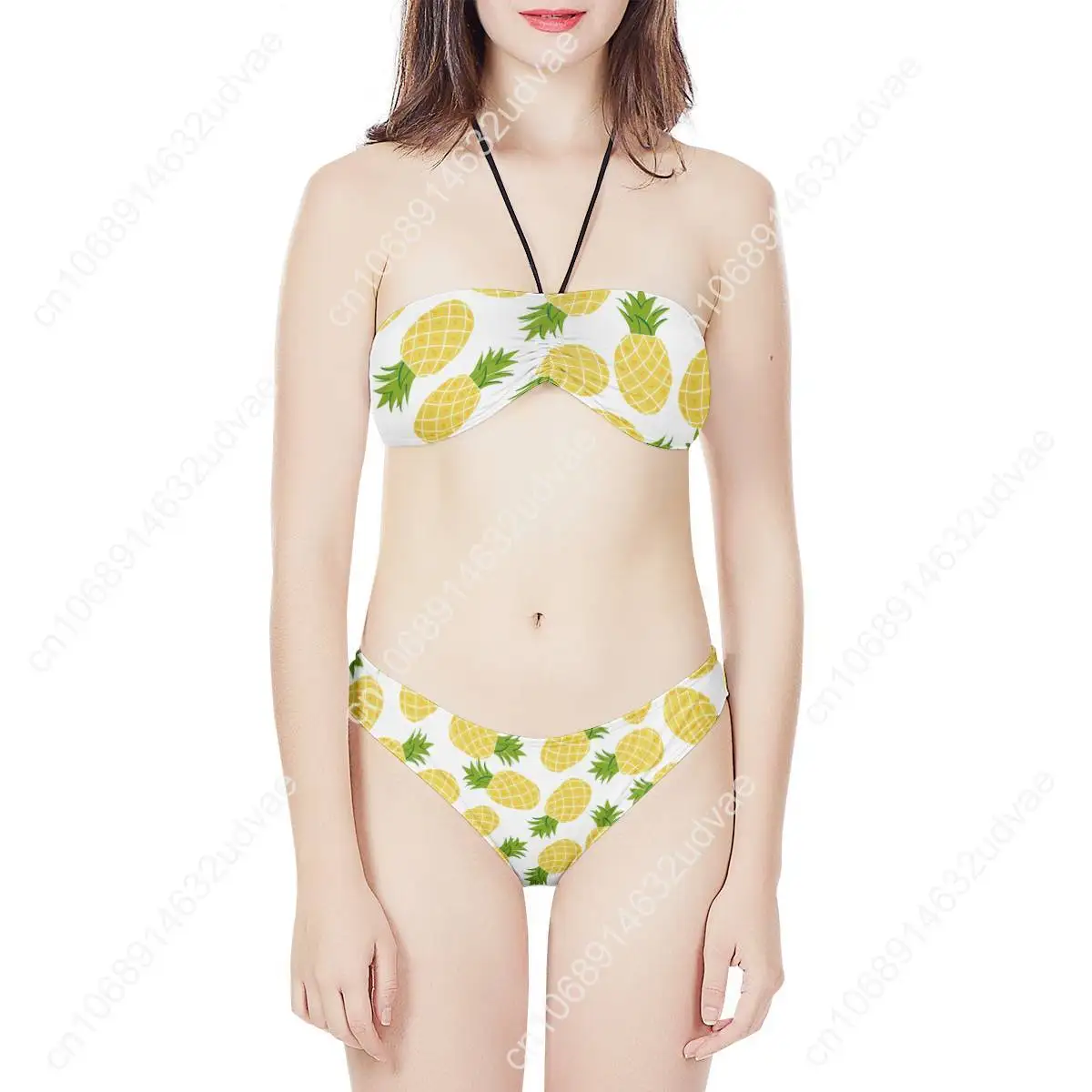 6 Styles Custom Made  Bikini Set Sublimation Printing Womens Bow Front Bandage Bandeau Bikinis Tube Swimsuit