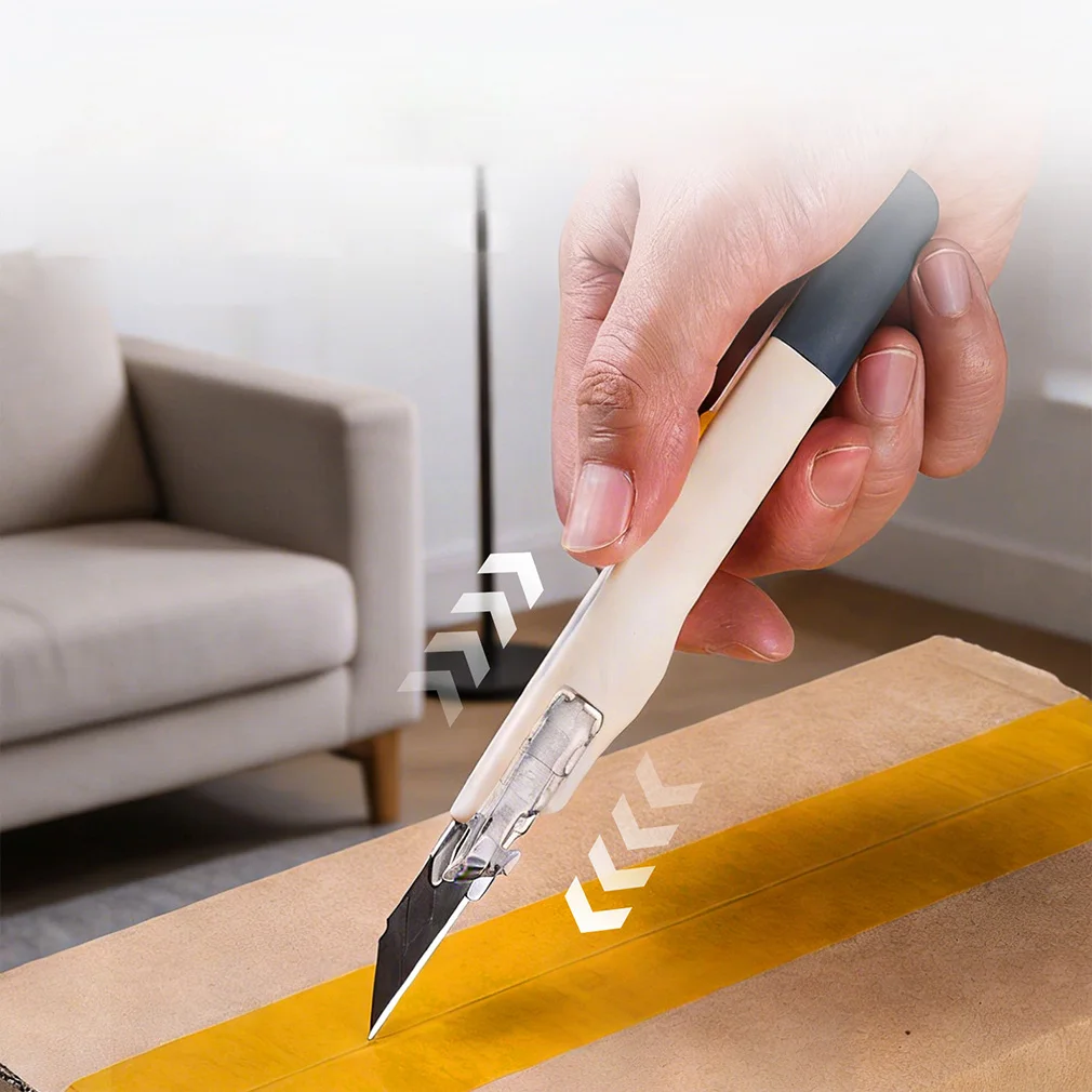 Cuchillo retráctil multiusos con hoja de 9 mm y ángulo de 30 grados, cortador de papel, cuchillo para cortar cuero, grabar cartón, cuchillo artesanal, cuchillo de metal, artículos de papelería