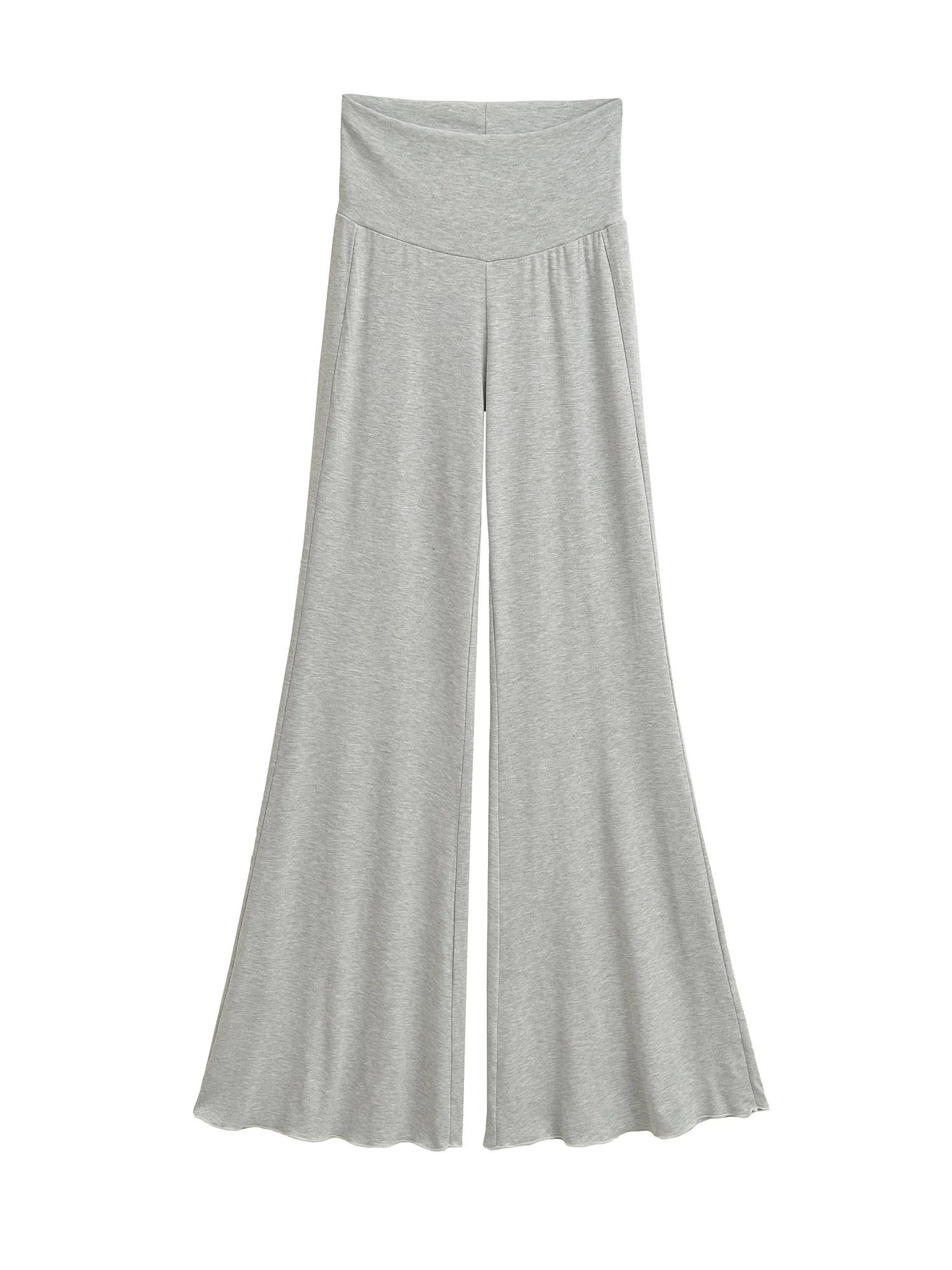 กางเกงขายาวทรงกระดิ่งเอวสูงผ้ายืดสไตล์ลำลองสำหรับผู้หญิง รุ่นสลิมมิ่ง ทรงขากว้าง ยาวแบบกางเกงยีนส์สไตล์อเมริกันสุดฮอต