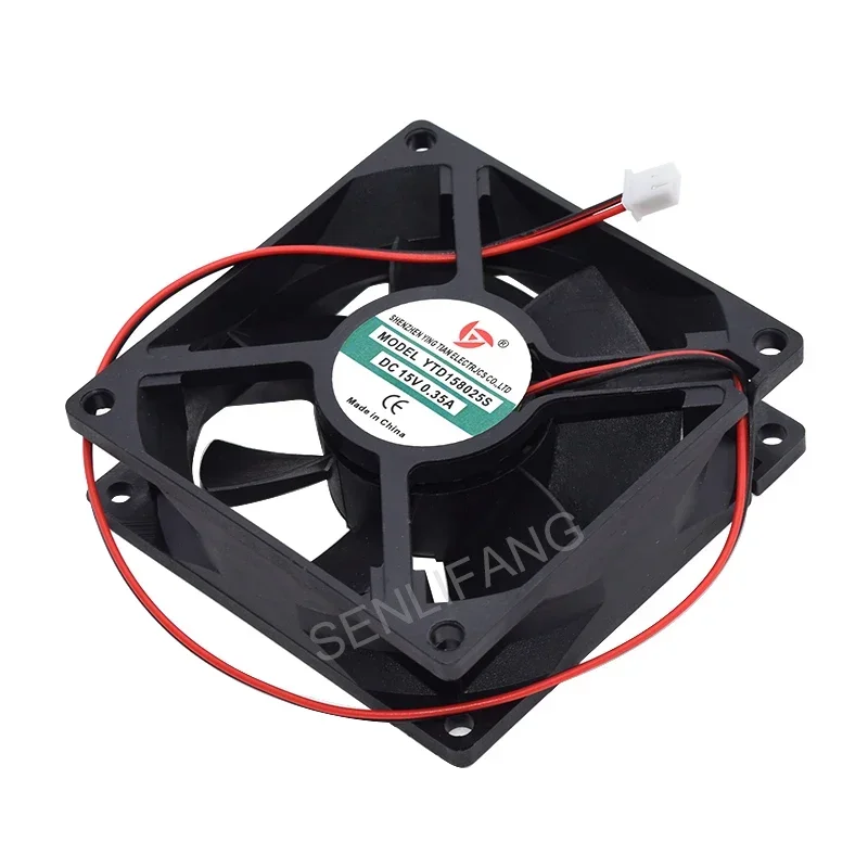 Novo para ytd158025s dc 15v 0.35a 2-wire 80x80x25mm ventilador de refrigeração