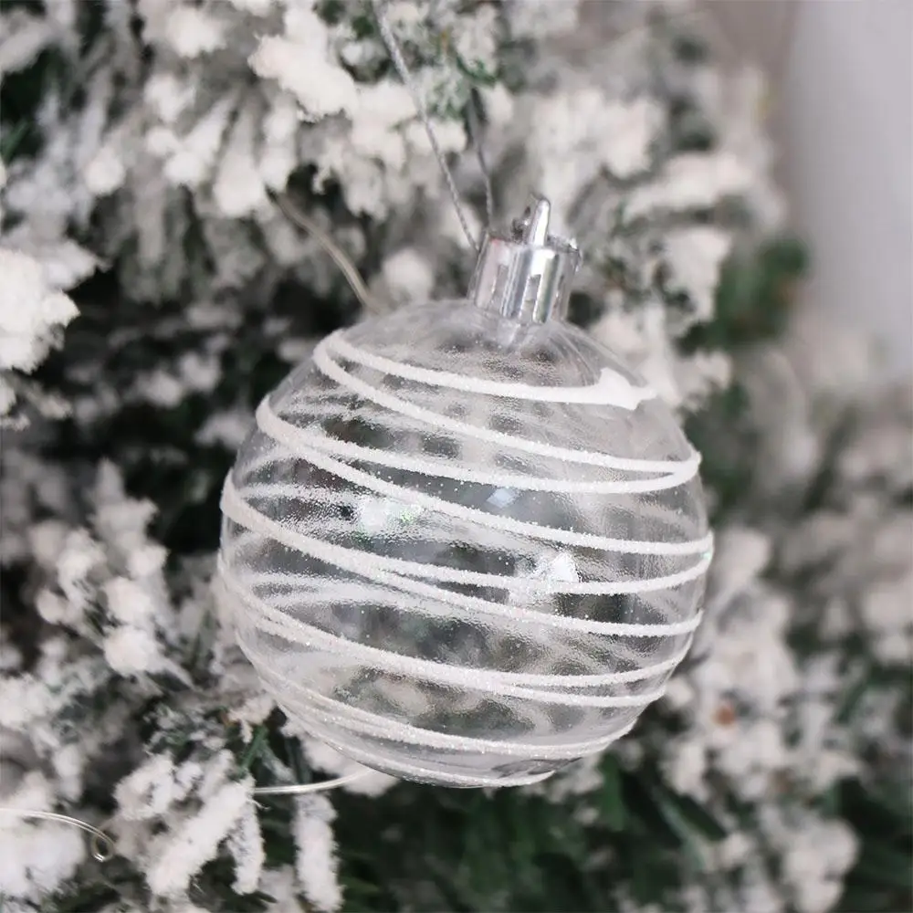 6pcs Crafts 6cm Christmas Ball Creative Waterproof Christmas Tree Pendant Delicate Hanging White Painted Ball Gift