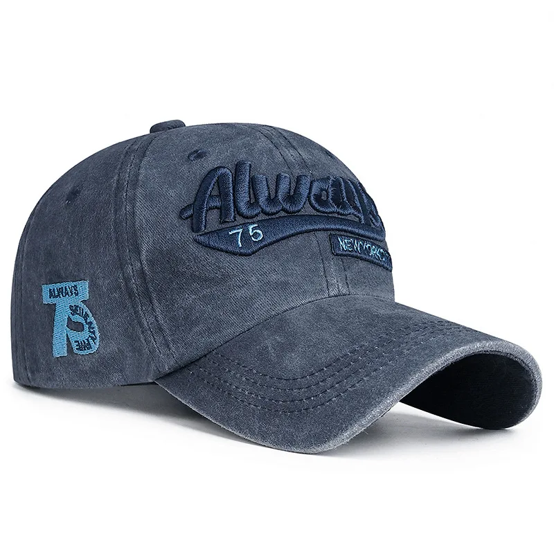 New Three-Dimensional Embroidery Soft Washed Cotton Distressed Hat Men's Letter Tide Men Outdoor Fashion Faded Baseball Cap image 6