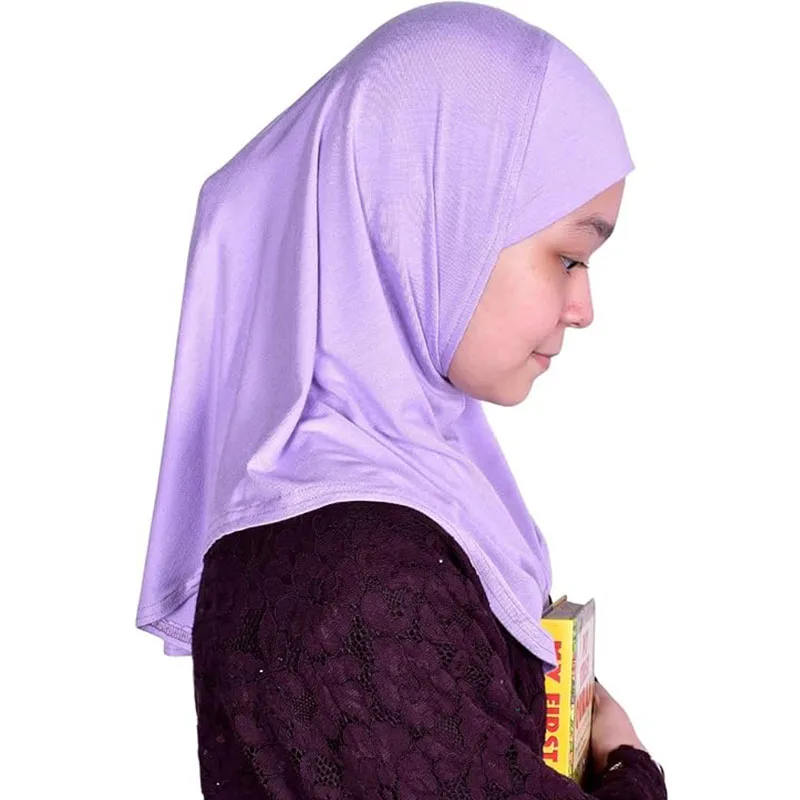 Einfach zu tragendes Mädchen-Kind-Muslim-Kopftuch, 1-teilig, Amira, praktisches Hijab-Kopftuch, sofortiger Schal, islamische Komfort-Kopfbedeckung für (2–7 Jahre)
