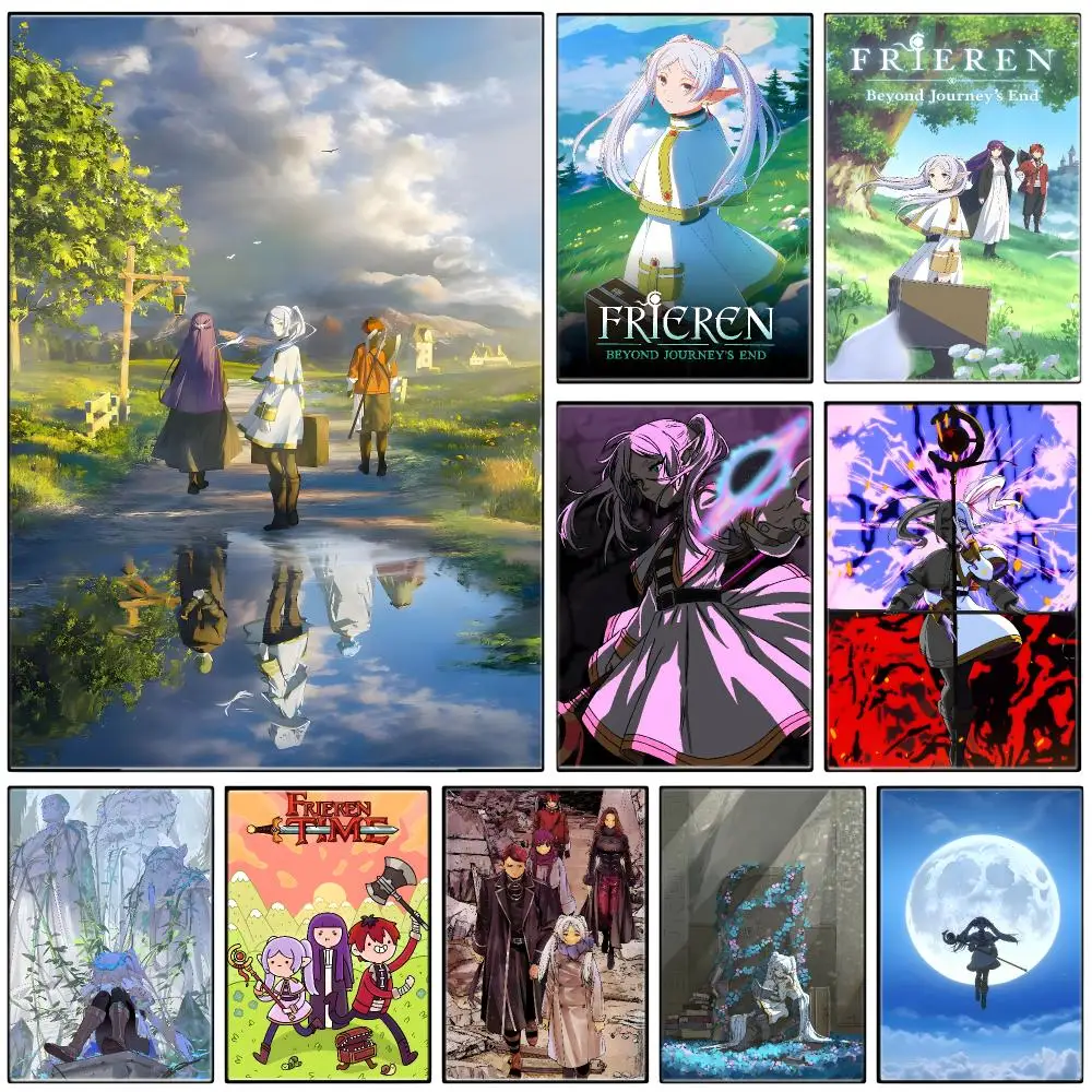 Fantasy Anime F-Frieren Beyond Journey's End Poster  Self-adhesive Art Waterproof Paper Sticker Coffee House Bar Room Wall Decor