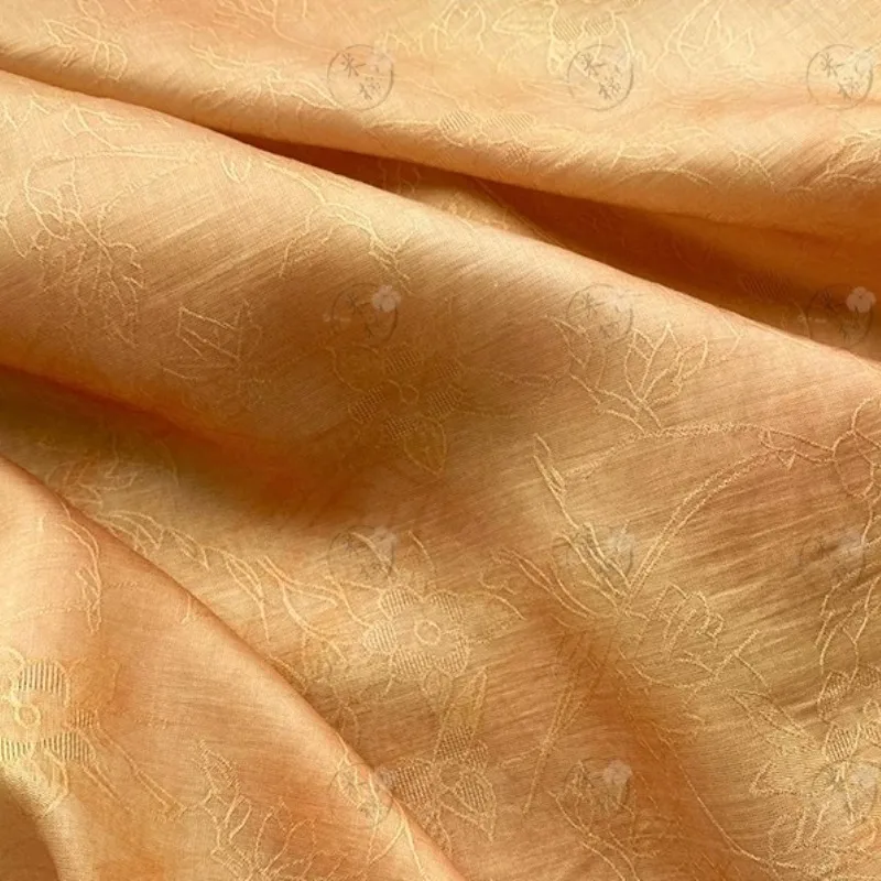 

L100XW150CM Orange Lyocell Jacquard Fabric New Chinese Style Soft Breathable Summer Hanfu Qipao Dress DIY Sewing Accessories
