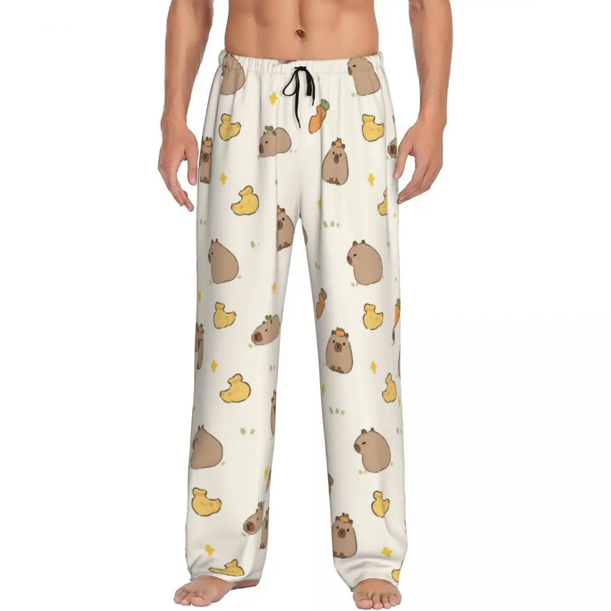 

Custom Capybara Pajama Pants Sleepwear Men Elastic Waistband Cute Anime Sleep Lounge Bottoms with Pockets