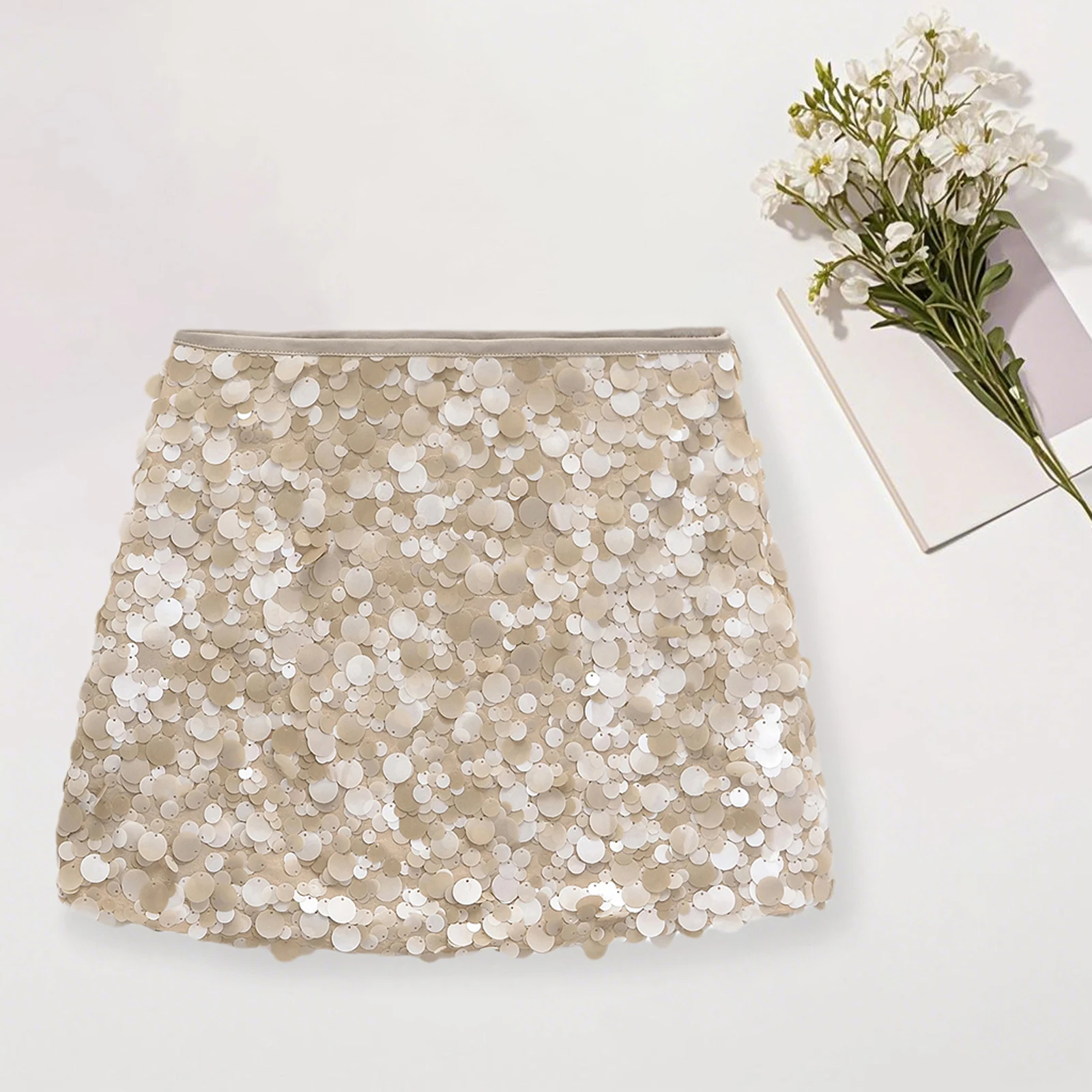 تنورة نسائية قصيرة مزينة بالترتر تناسب الصيف تنورة ضيقة للحفلات والنوادي