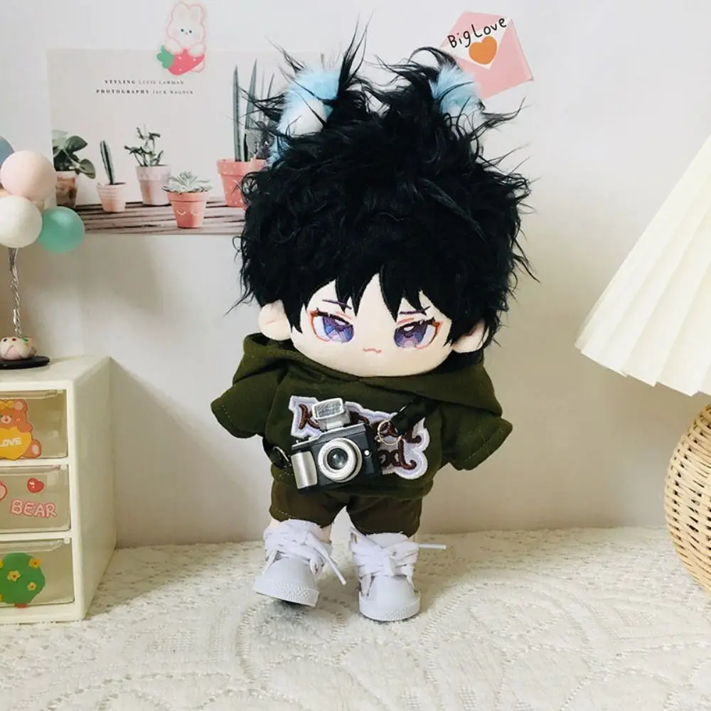 Creative Multicolor Dolls Camera Plastic Shutter and Flash Mini Digital Camera with Belt Toys Dollhouse Camera 17cm Doll