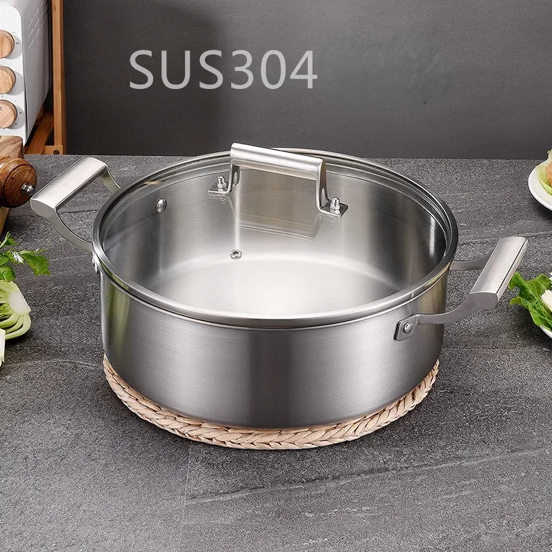 Hot Pot 304 Stainless Steel  German Five-layer Steel Hotpot  European Style  Soup Pot Shabu Shabu Pot Chinese Pot Ramen Pot