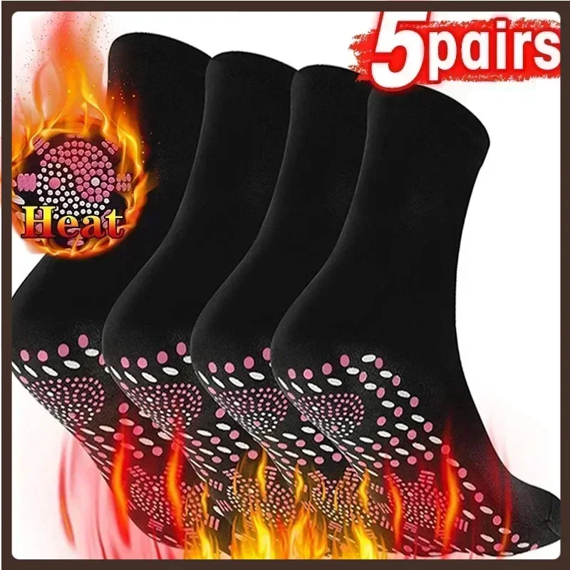 1/3/5pairs Tourmaline Self-Heating Socks Winter Warm Thermal Health Care Socks Slimming Health Short Sock Magnetic Therapy Sock