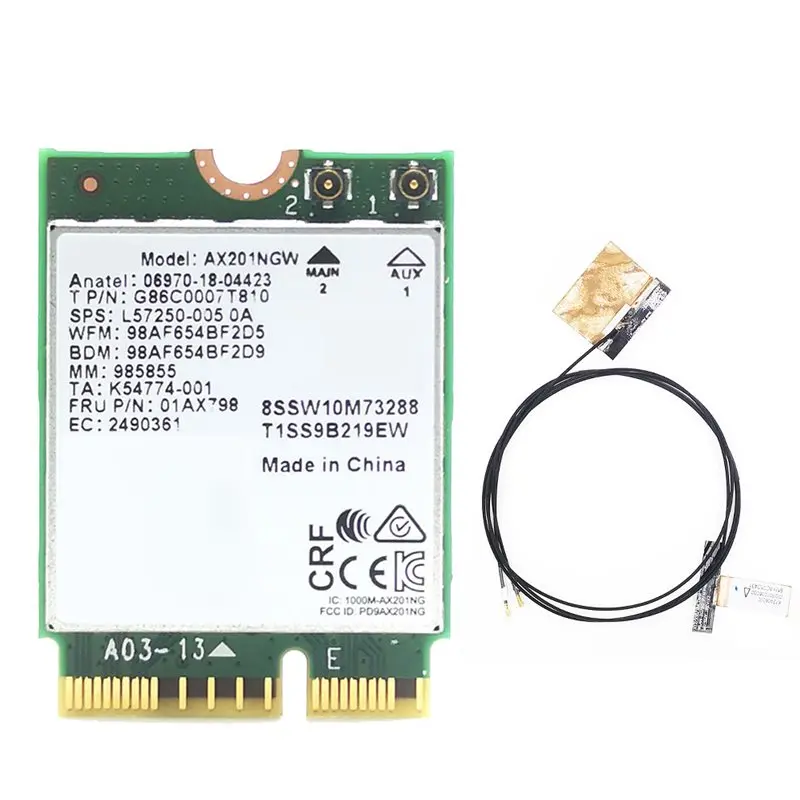 Efficient AX201 AX201NGW Wifi Card With 2Xantenna M.2 Cnvio2 2.4 Ghz/5Ghz