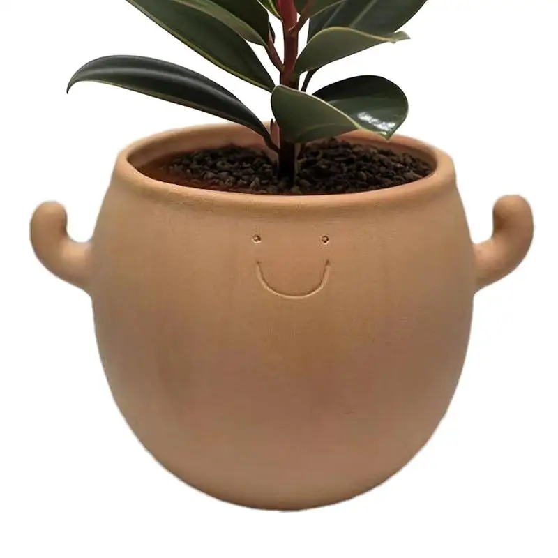 

Ceramic Pot For Plants Succulent Pot Smiling Face Planter Home Decoration For Gardening Bonsai Courtyard Yard Workplace Desk Men