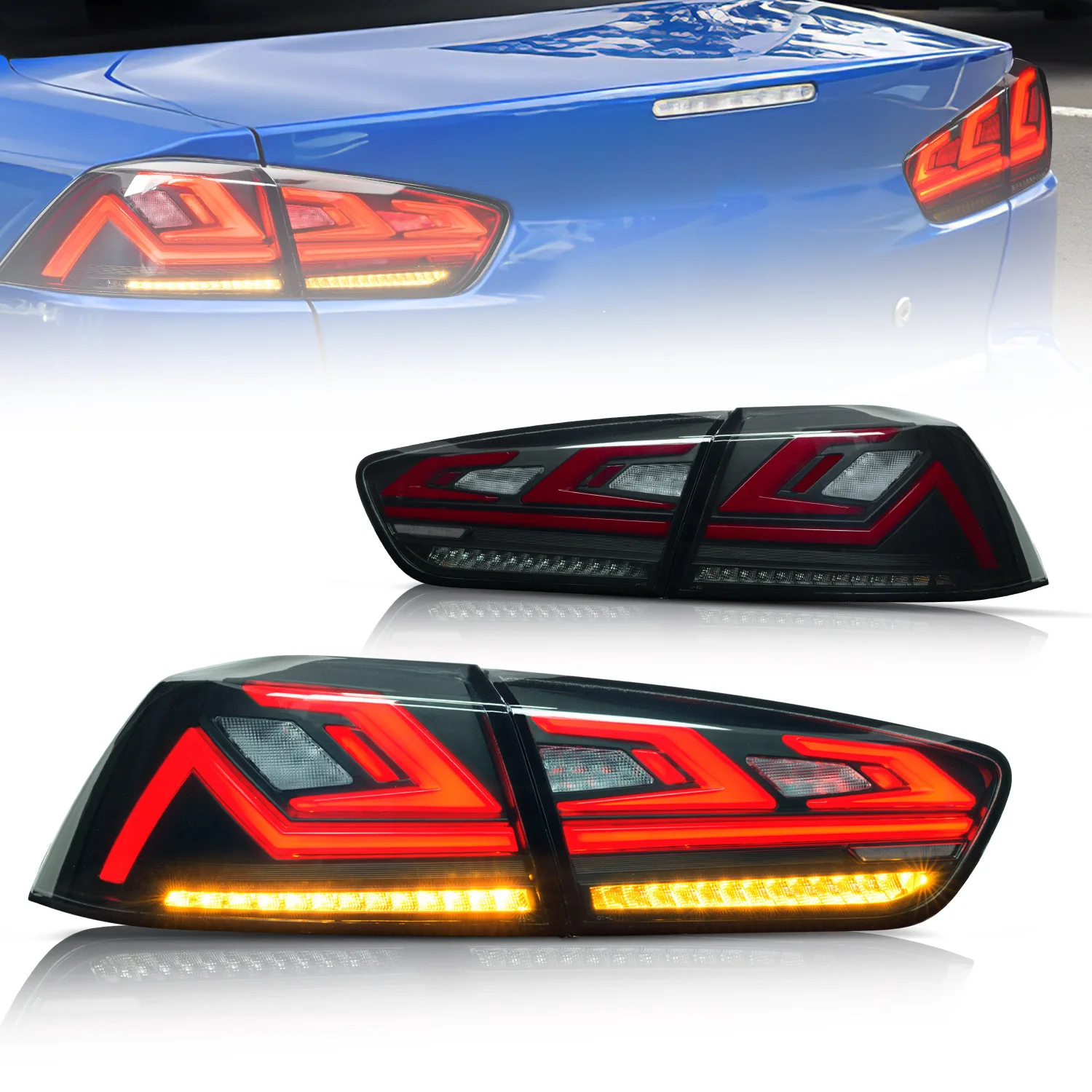 MRD Fit for Mitsubishi Lancer EVO X LED Rear Lights Assembly 2008-2017 Start Up Animation Tail Lights