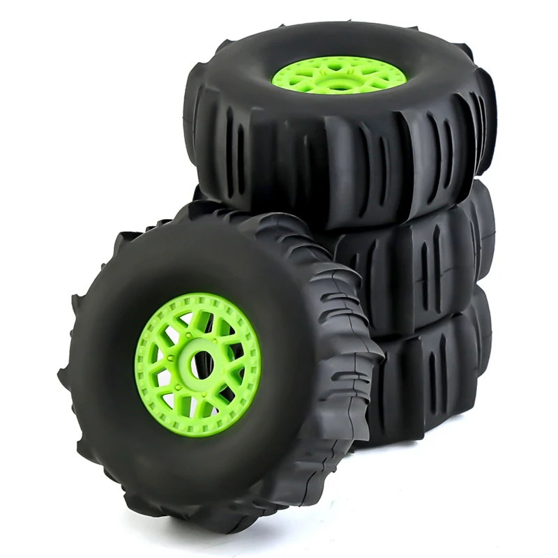 

4 Pcs Short Stuck Tire 138Mm 1/7 17Mm Wheel Hex For ARRMA Mojave TRAXXAS UDR FS Yikong DF7 RC Car Green