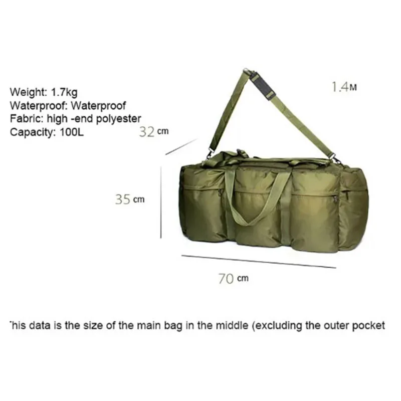 Large Shoulder Super Capacity 100L Luggage Bag Waterproof Travel Bags Backpack Outdoor Camping Tent Bag