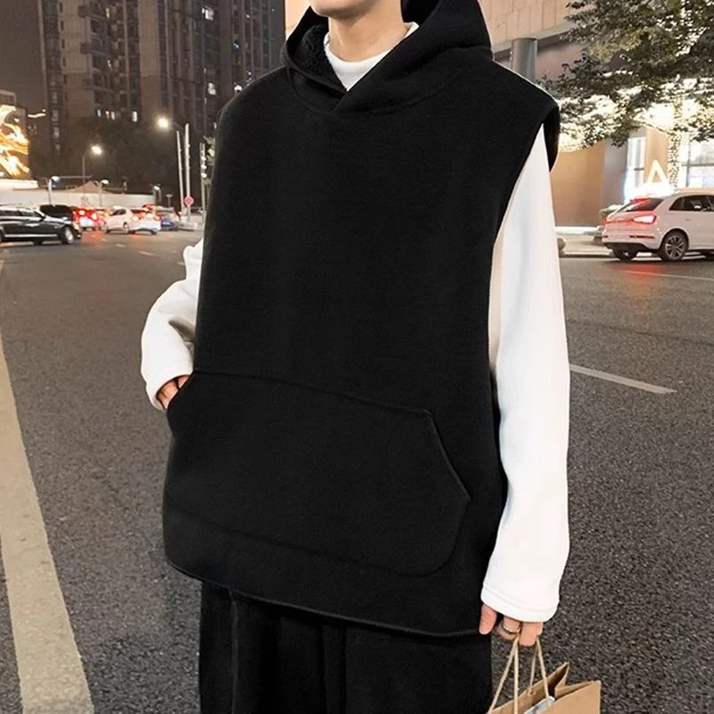 

Couples Fleece Vest Unisex Autumn Winter Hooded Large Pocket Coat Plus Size Layering Sleeveless Vest for Outdoor Indoor