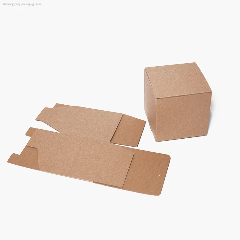 10pcs Kraft Paper Box Square Brown Gift Box 3-layer Corrugated Paper Packaging Storage Big Carton