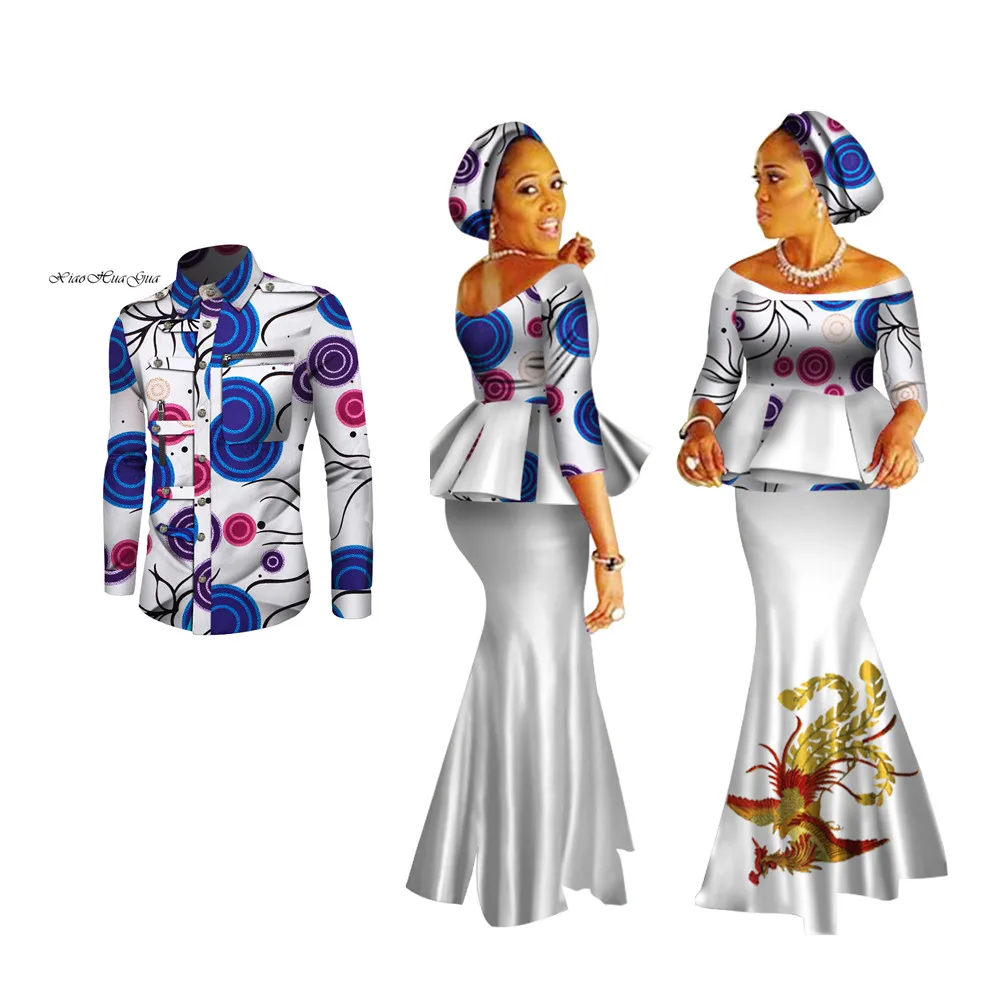 

African Clothes for Couple African Clothing for Lovers Men's Women's Long Party Maxi Dress WYQ