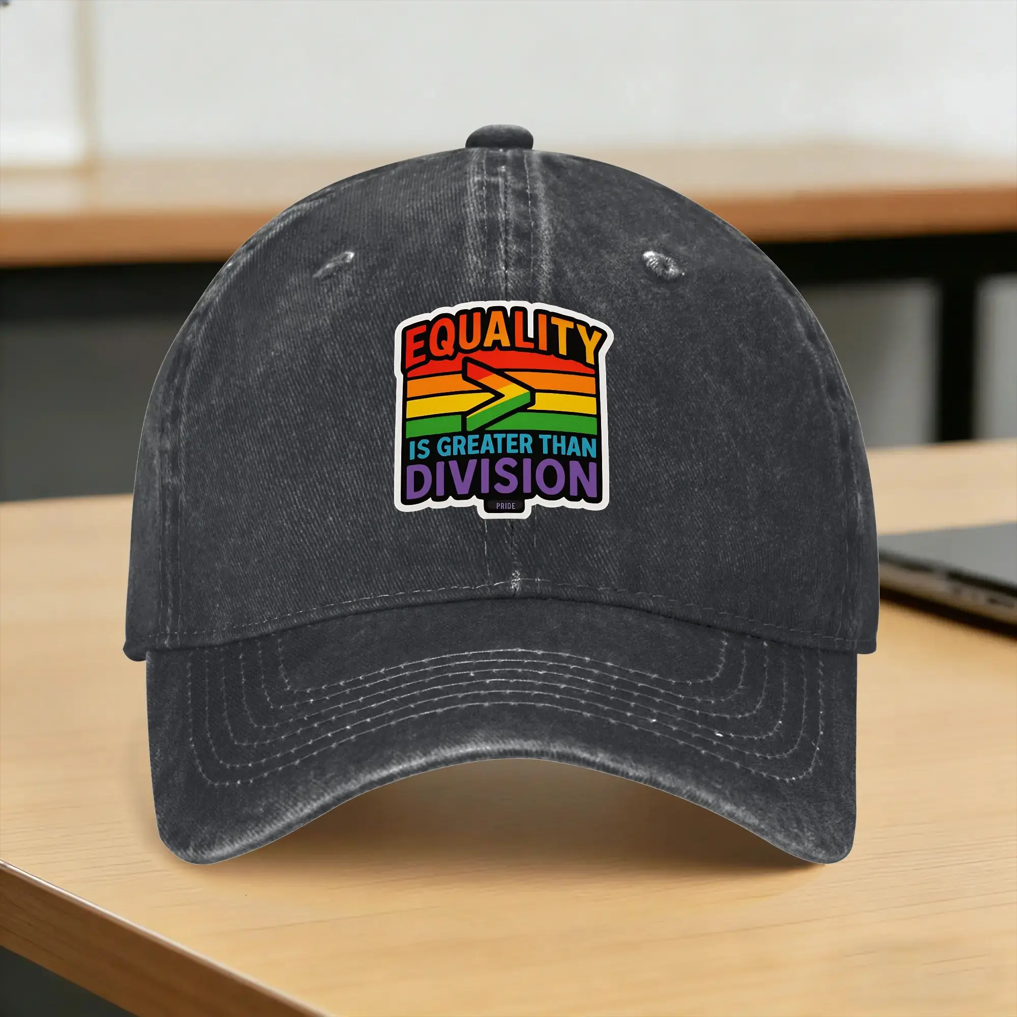 Washed Baseball Cap Equality Is Greater Than Division PRIDE Classic Summer Trucker Hat Fashion Outdoor Sports Sun Snapback Cap