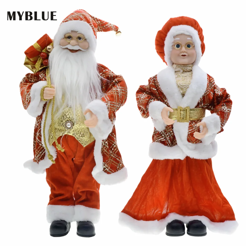 2026 New Year Decoration Christmas Santa Claus Figurine Doll 45cm Female And Male Holiday Home Decor