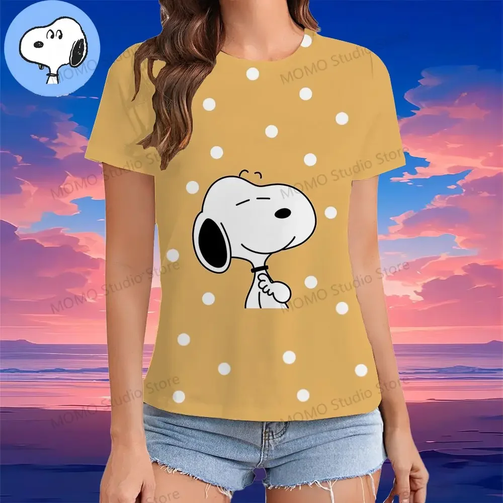 O Neck 2024 Fashion Casual Clothing Tops Snoopy Summer Short Sleeve 100-6XL Girls T-Shirt 3-14 Kawaii Street Y2K Clothing